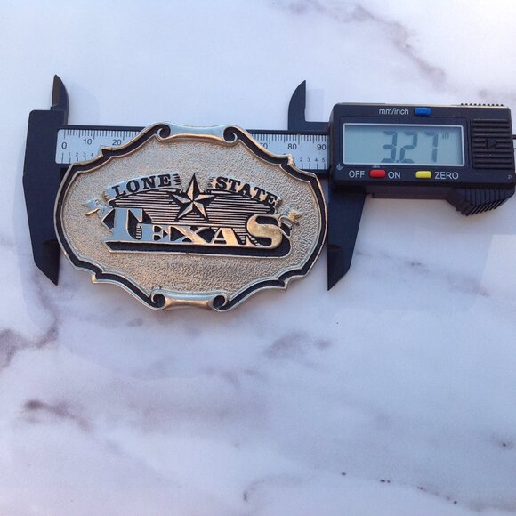 Lone Star State Texas TT&B Solid Brass Bold Silver Cowboy Belt Buckle 1991 - Picture 14 of 14